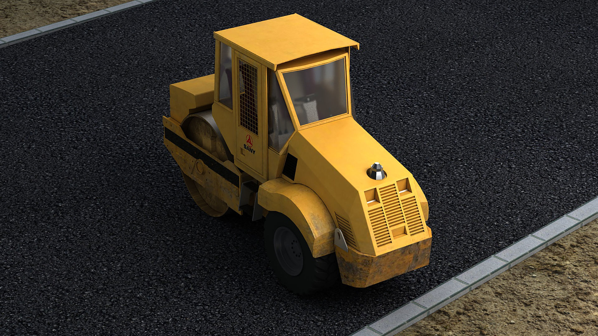 Construction municipal vehicles road rollers construction 3D model_3