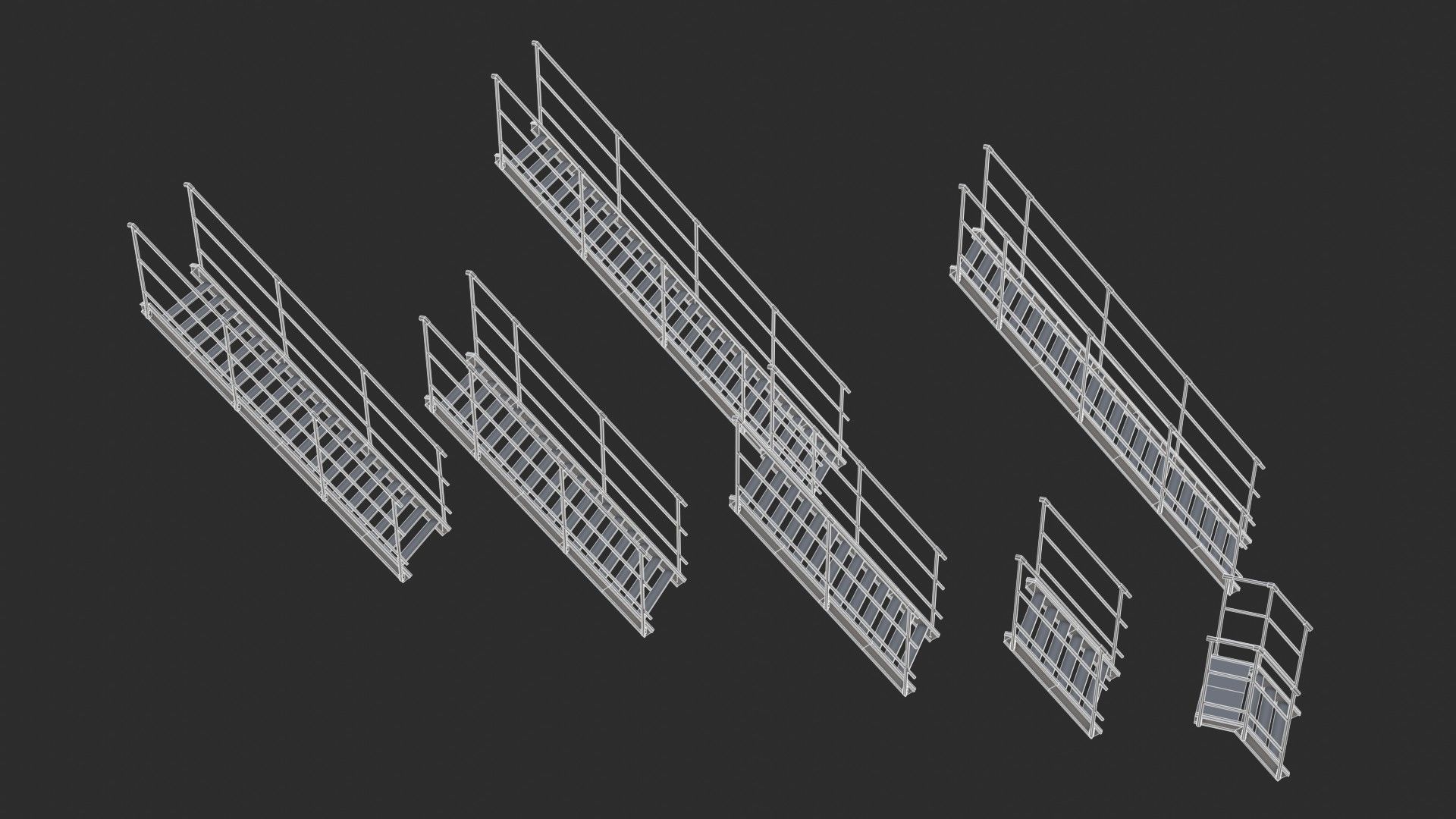 Modular Industrial Walkway Low-poly 3D model_21