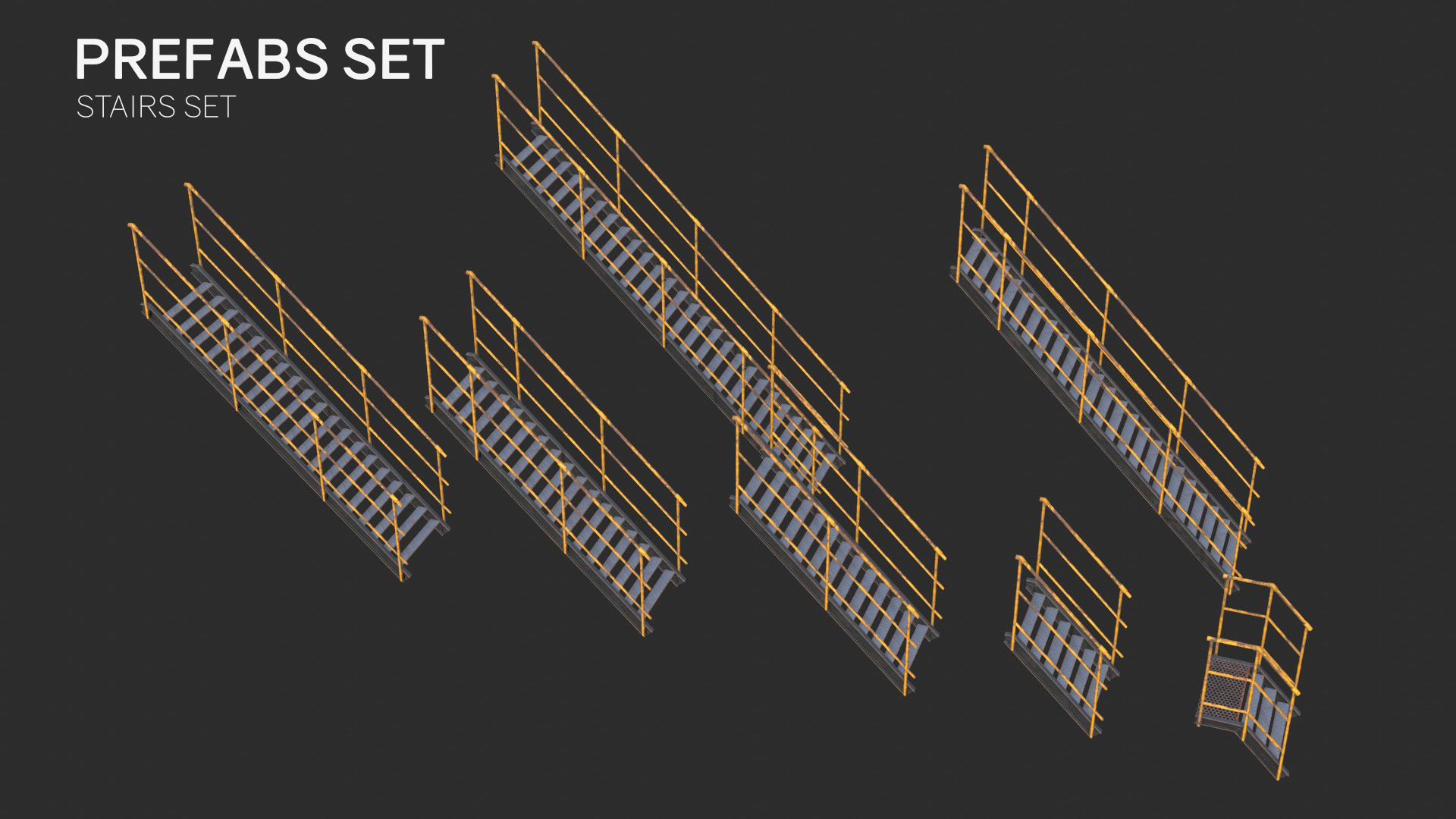 Modular Industrial Walkway Low-poly 3D model_5