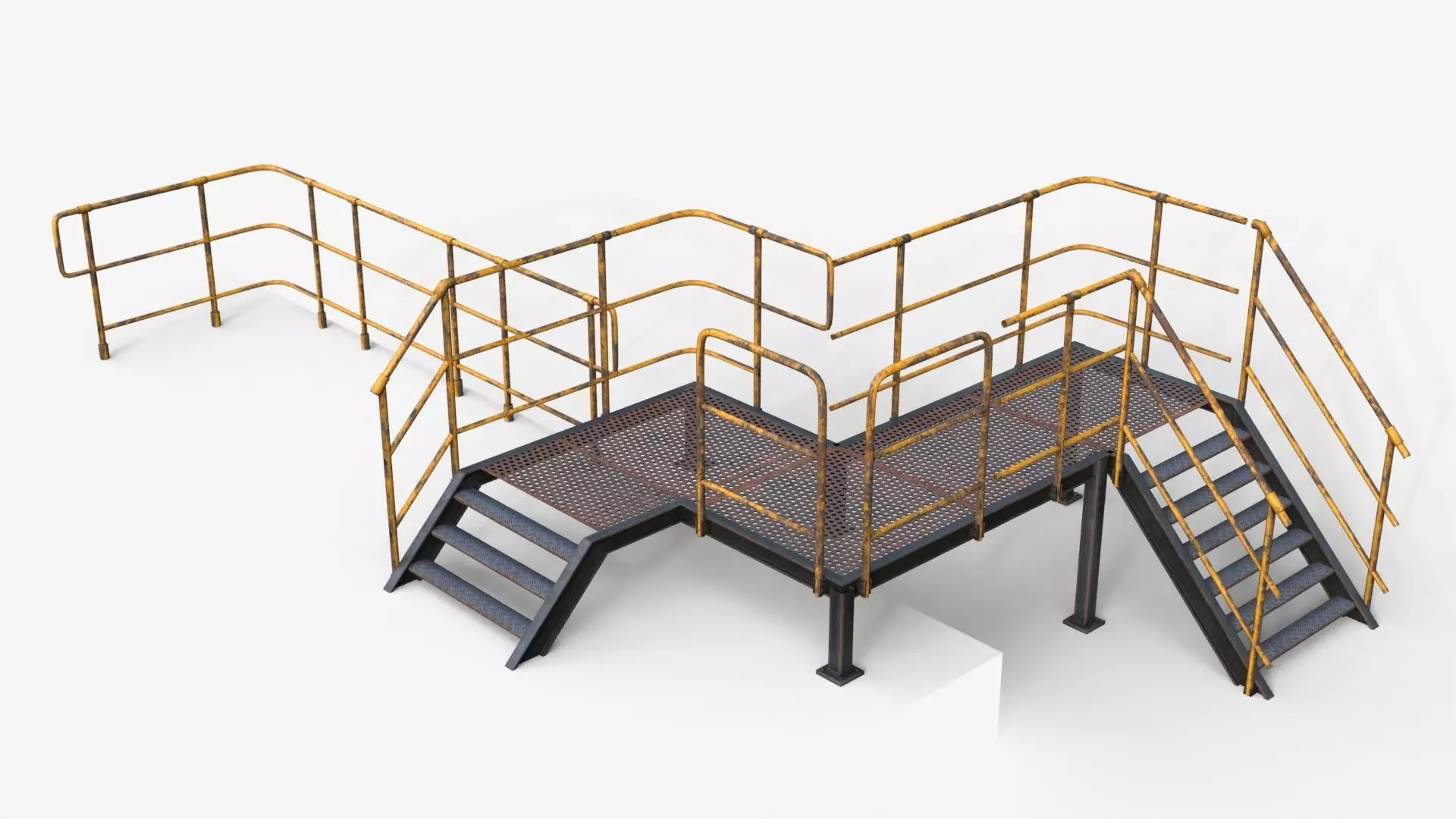Modular Industrial Walkway Low-poly 3D model_0
