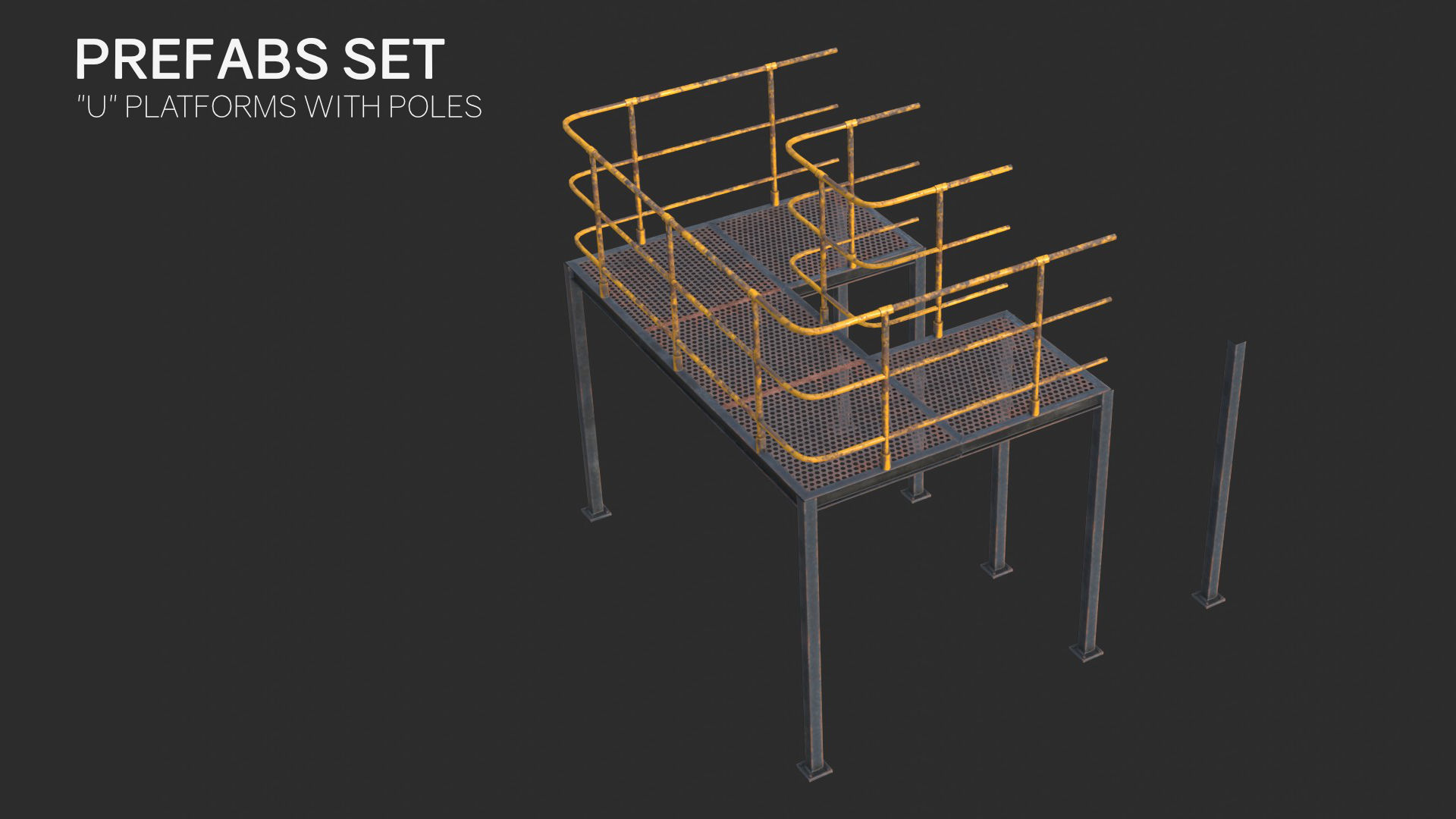 Modular Industrial Walkway Low-poly 3D model_8