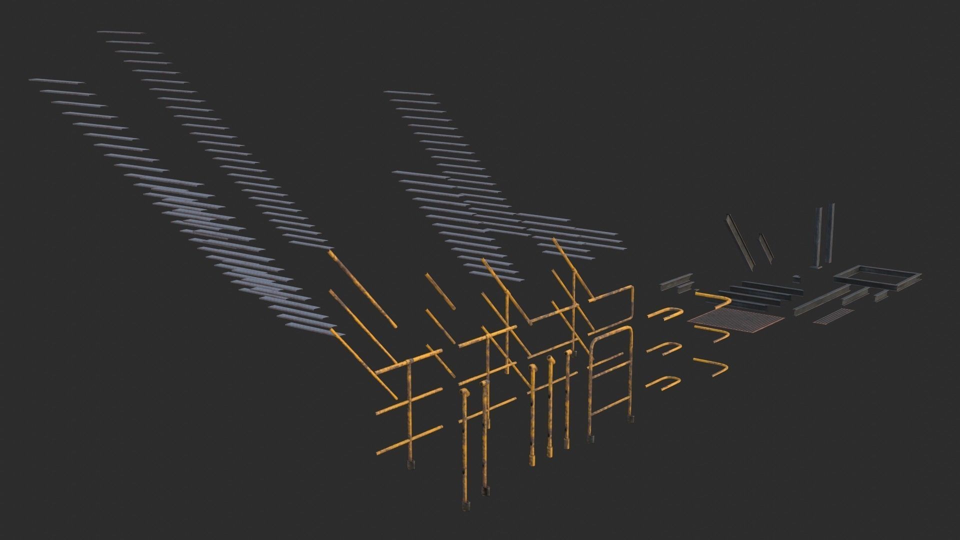 Modular Industrial Walkway Low-poly 3D model_11