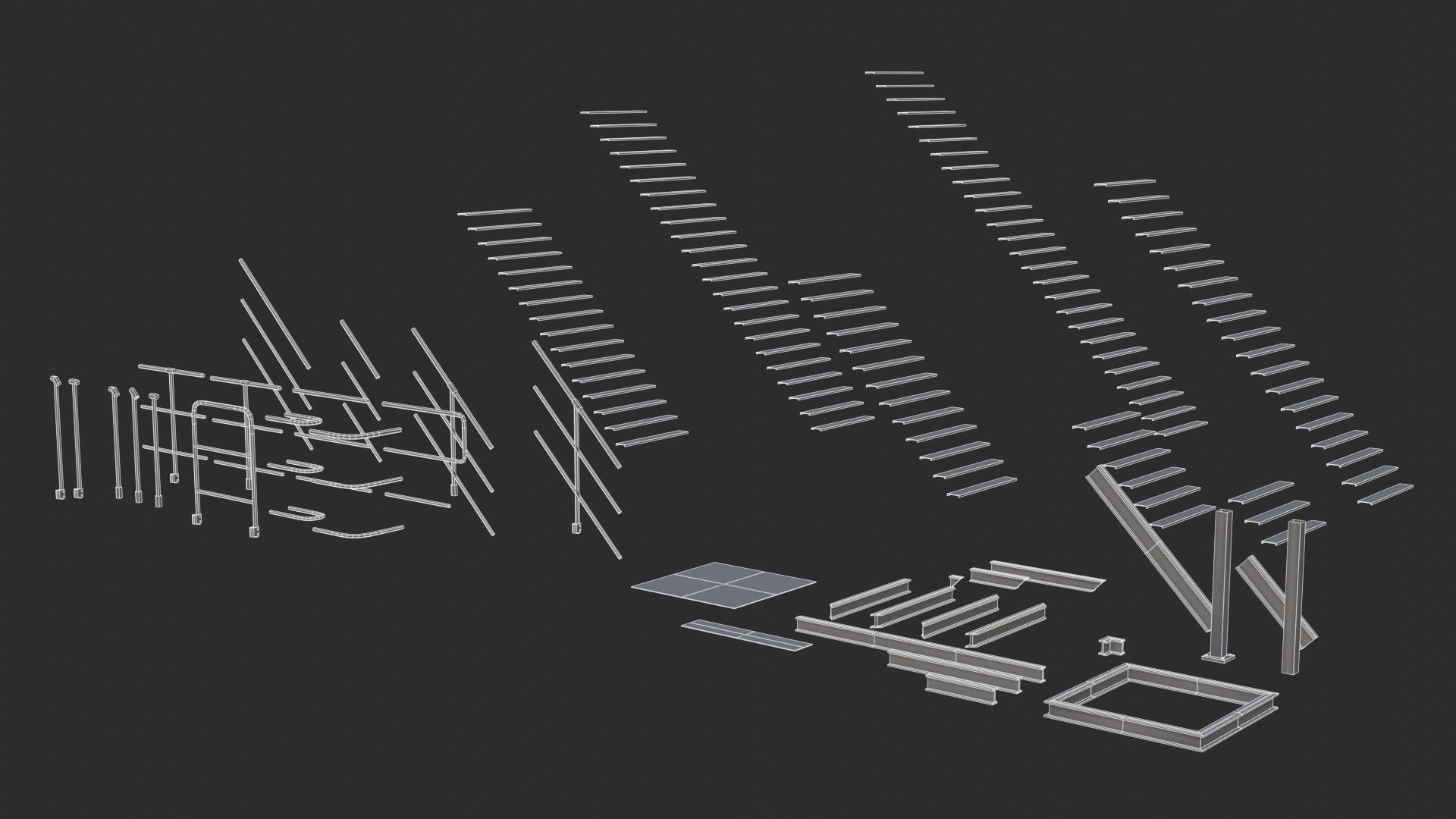 Modular Industrial Walkway Low-poly 3D model_26