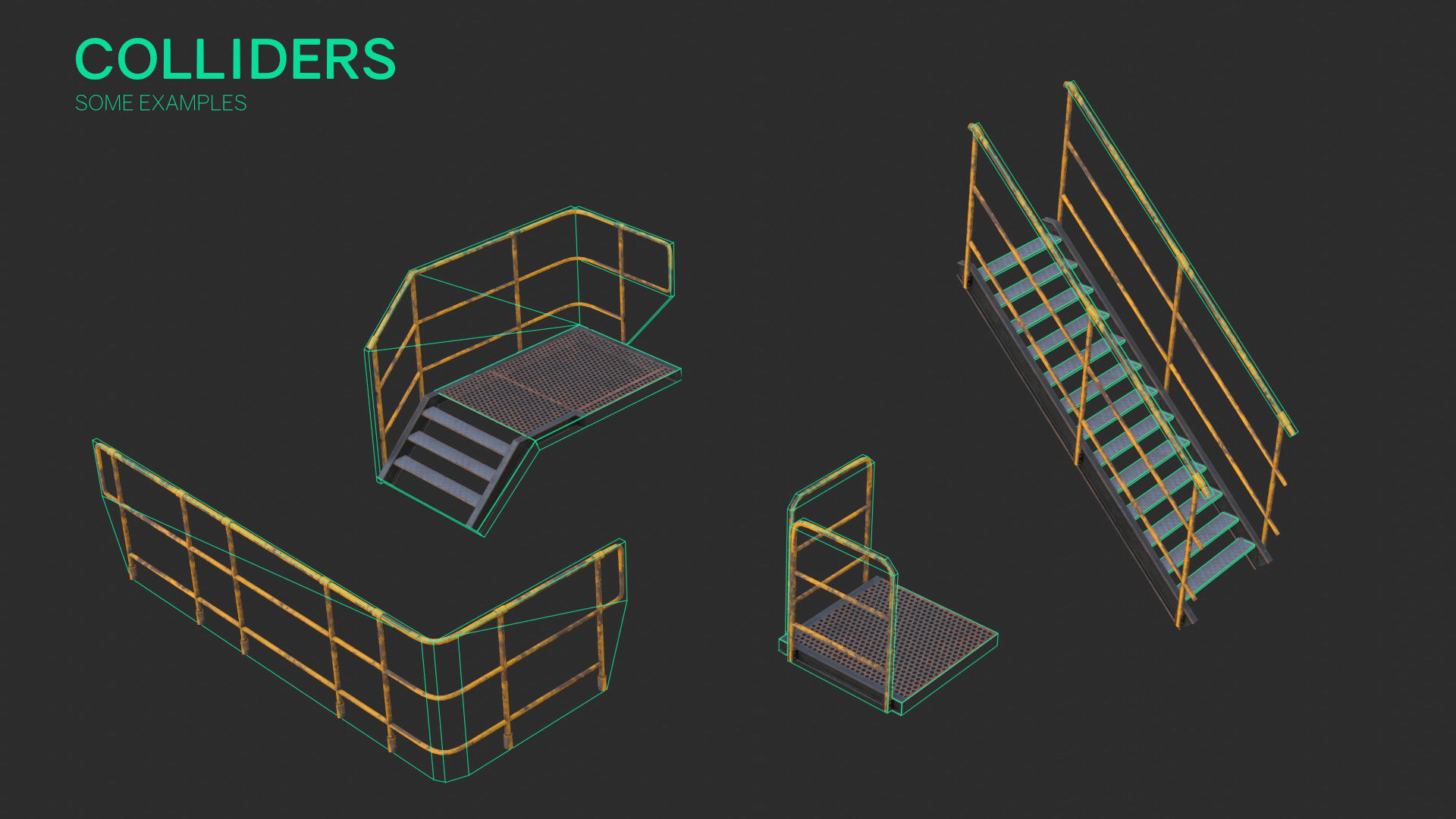 Modular Industrial Walkway Low-poly 3D model_16