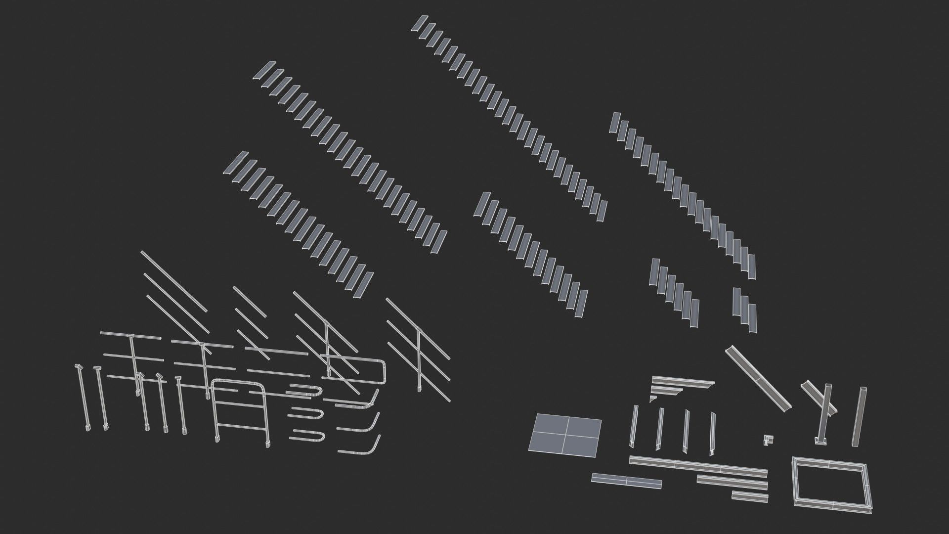 Modular Industrial Walkway Low-poly 3D model_25