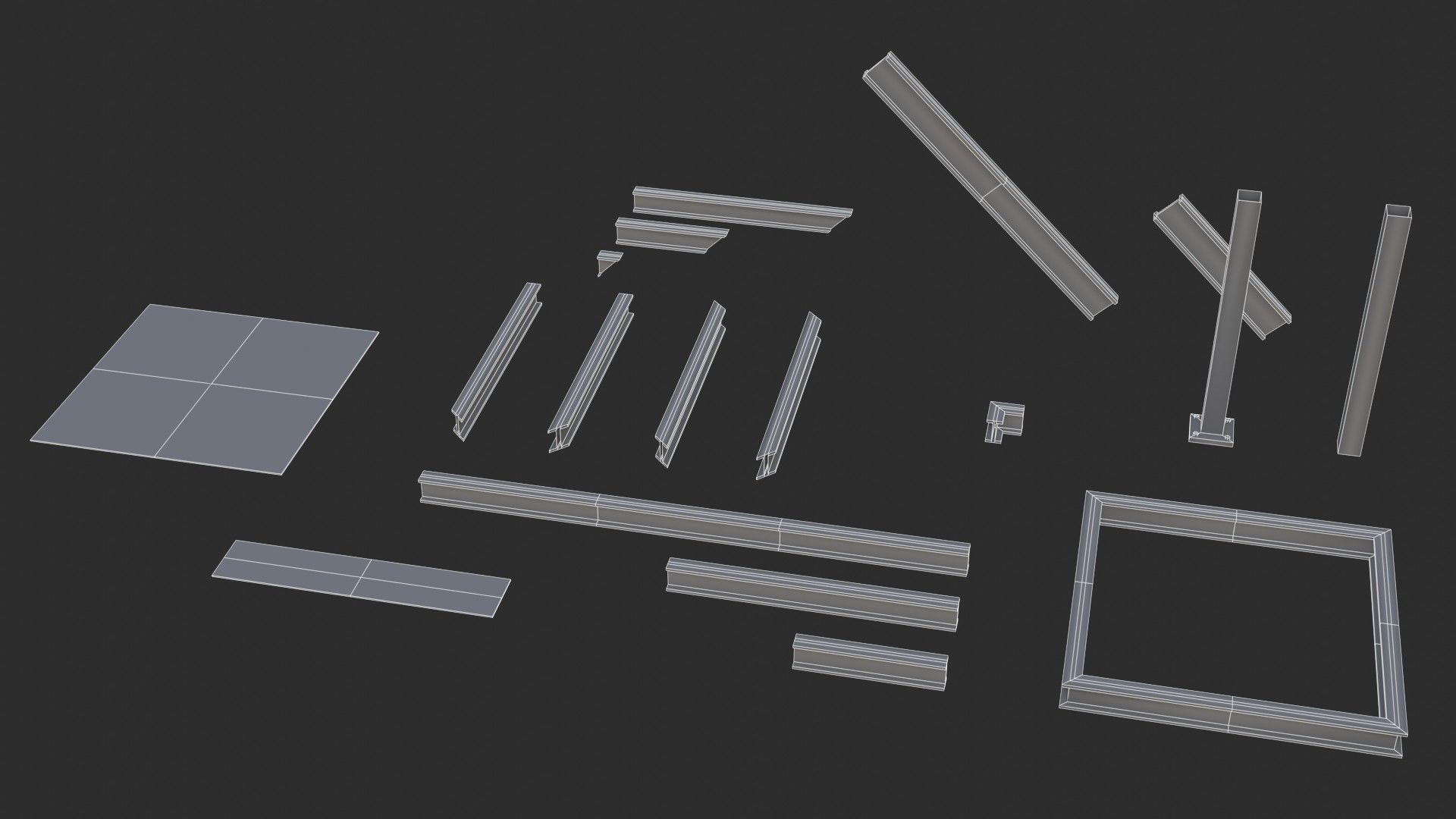 Modular Industrial Walkway Low-poly 3D model_18