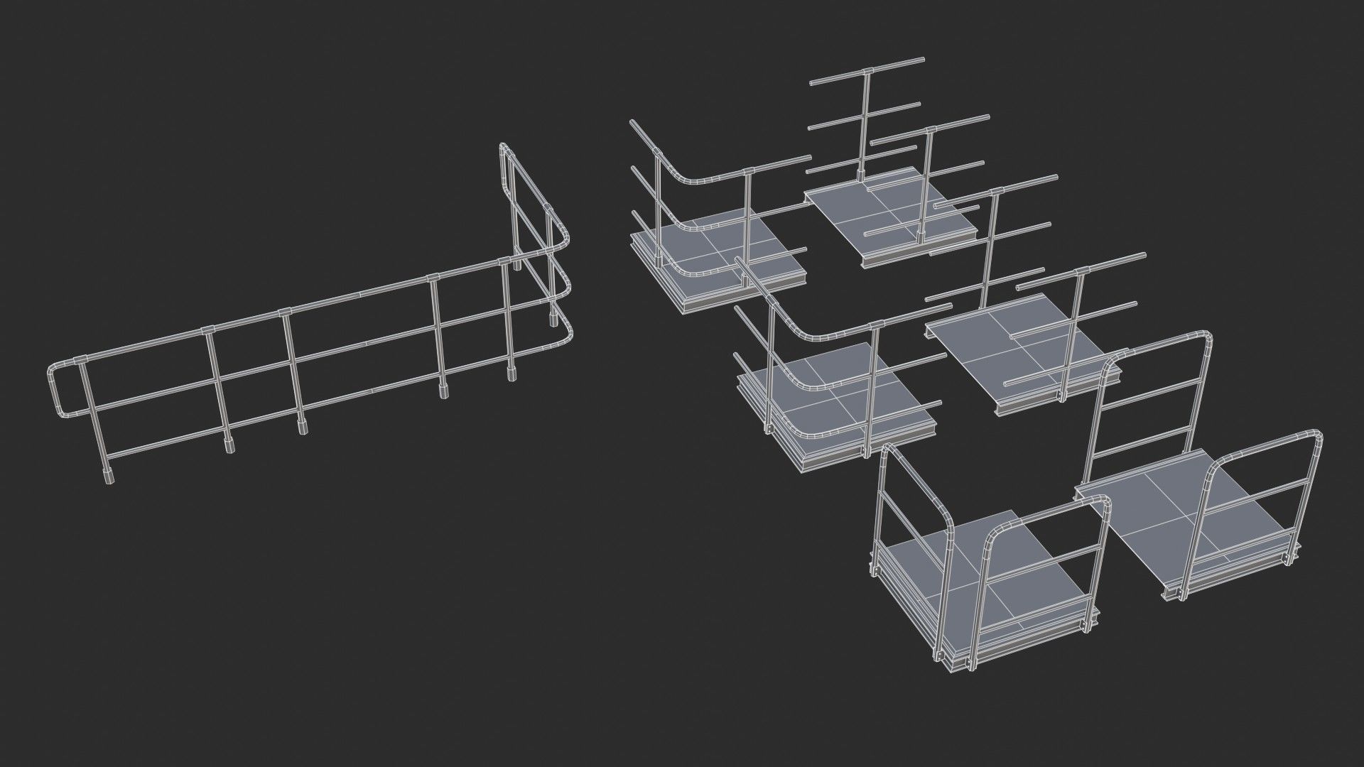 Modular Industrial Walkway Low-poly 3D model_22