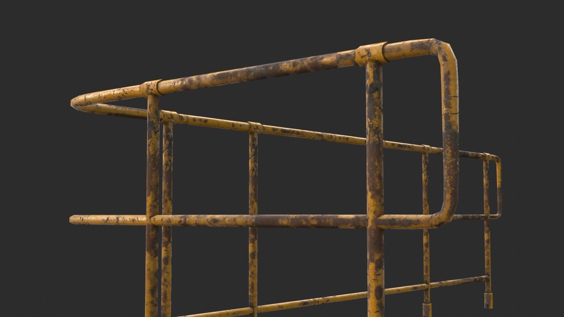 Modular Industrial Walkway Low-poly 3D model_13