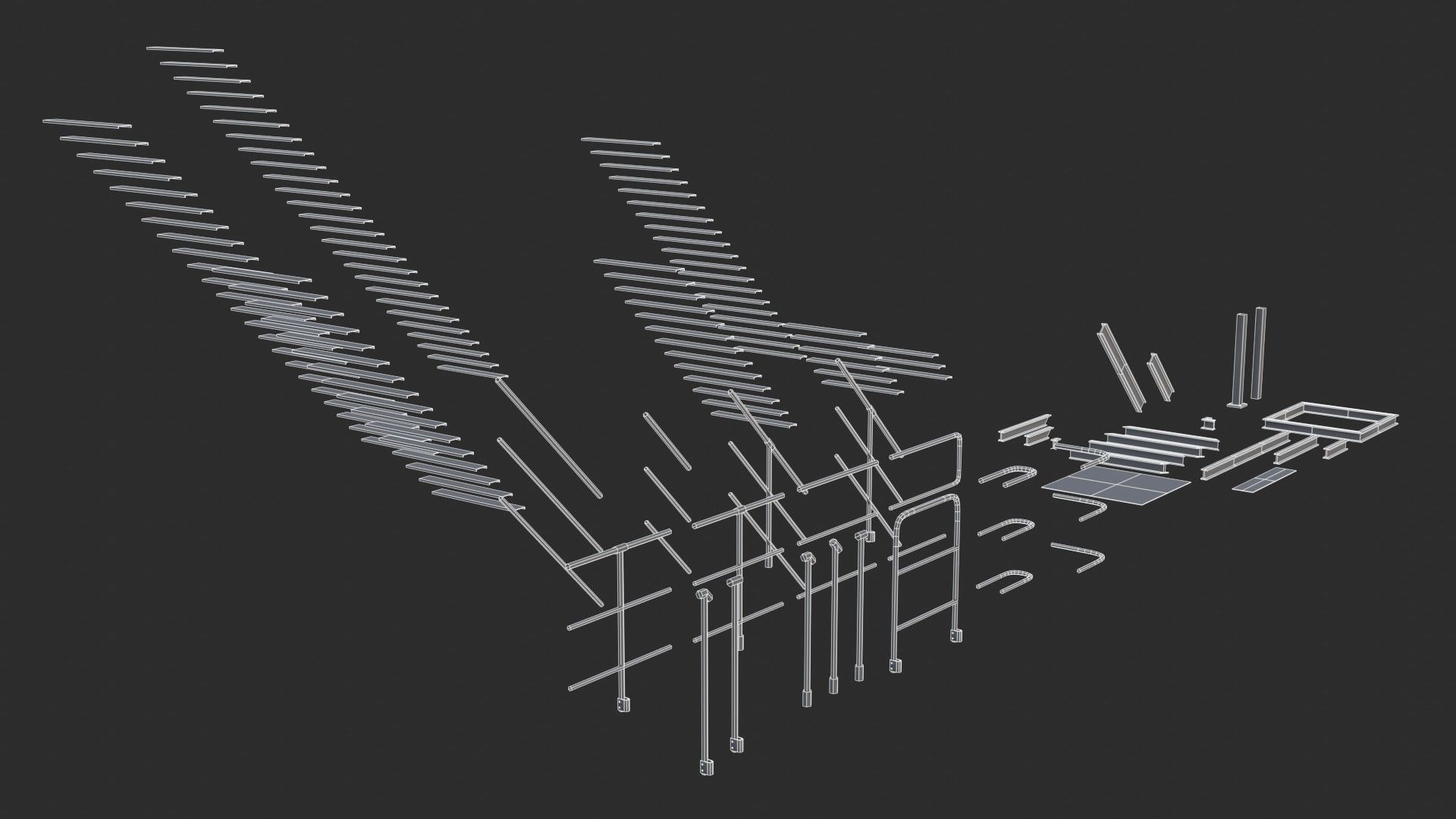 Modular Industrial Walkway Low-poly 3D model_27