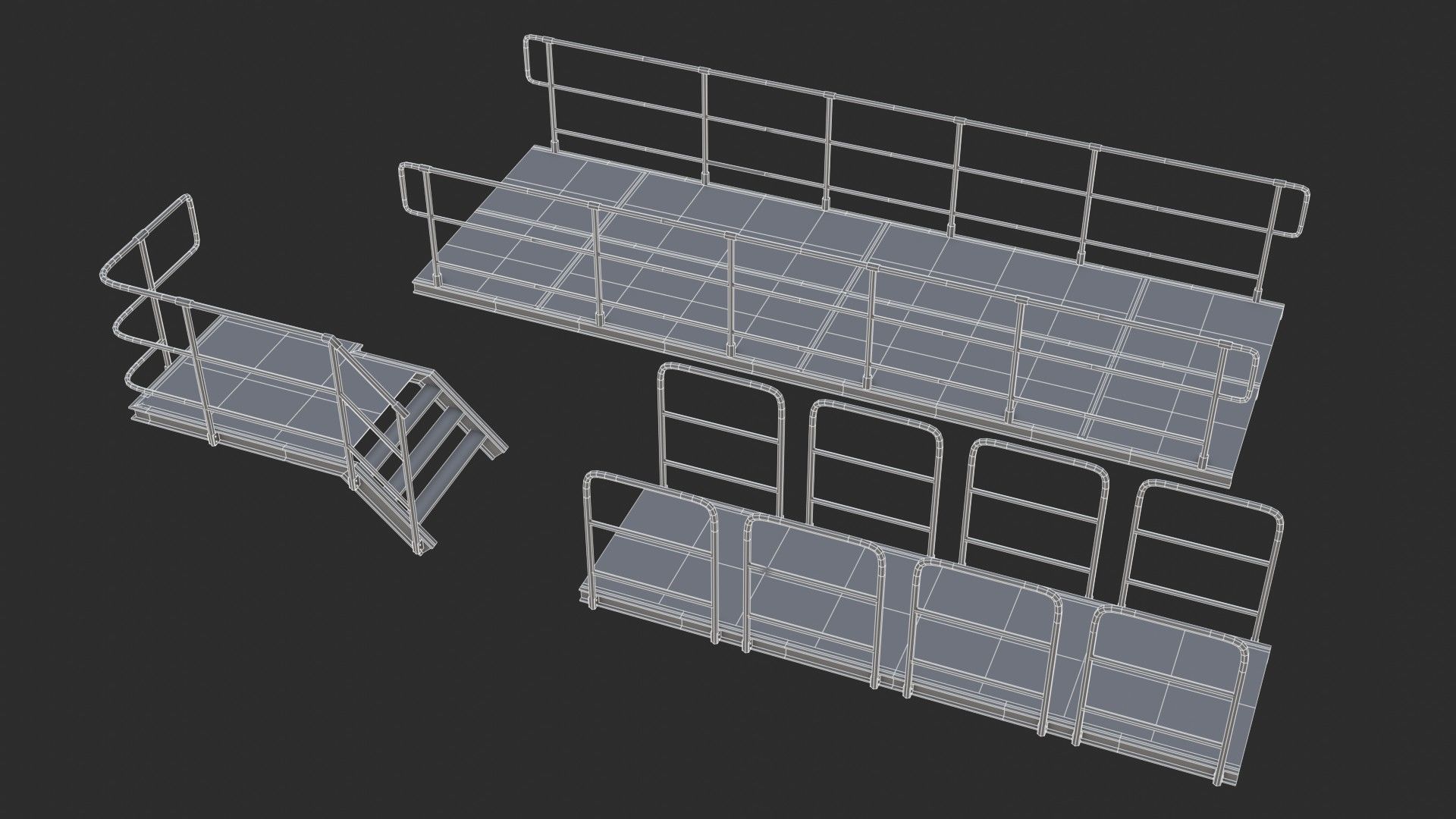 Modular Industrial Walkway Low-poly 3D model_20
