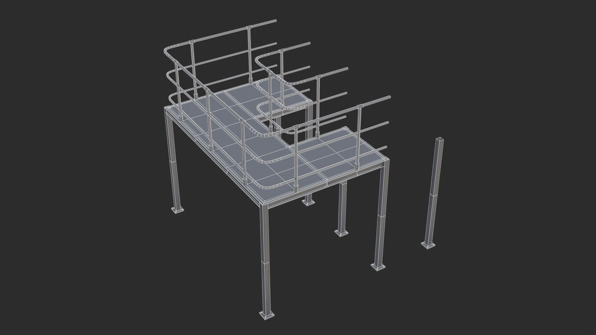 Modular Industrial Walkway Low-poly 3D model_24