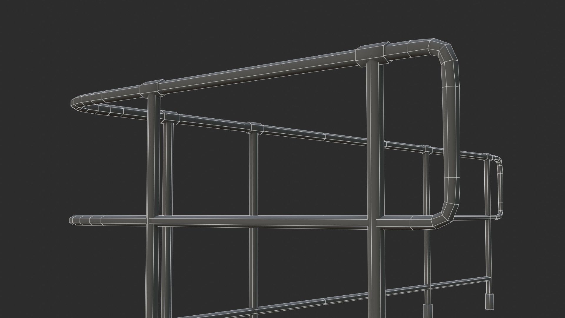 Modular Industrial Walkway Low-poly 3D model_29