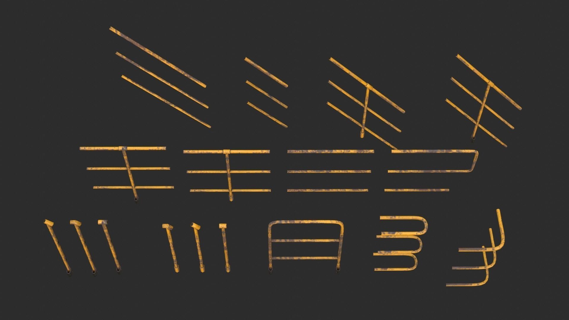 Modular Industrial Walkway Low-poly 3D model_1