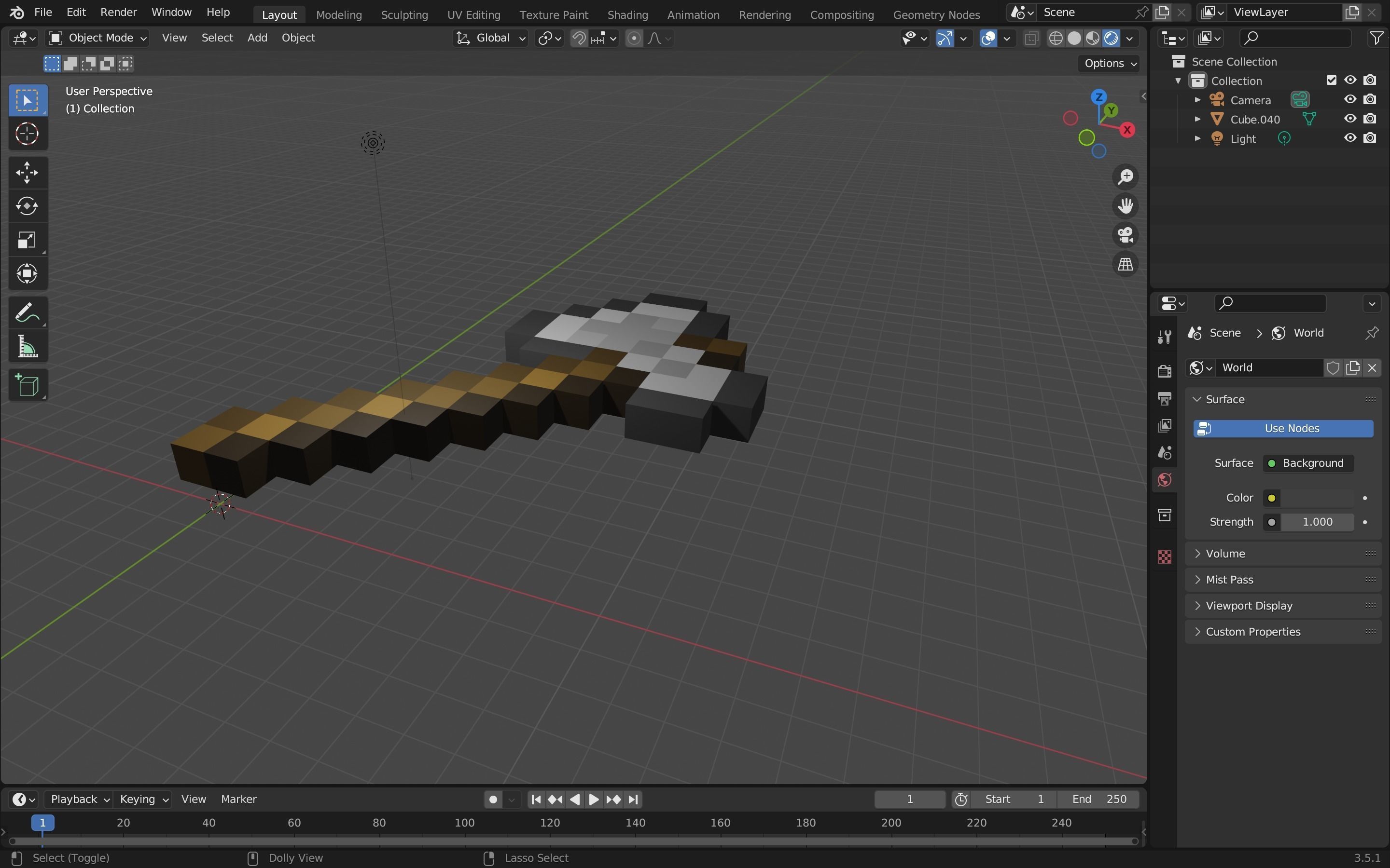 Minecraft axe Free low-poly 3D model_7