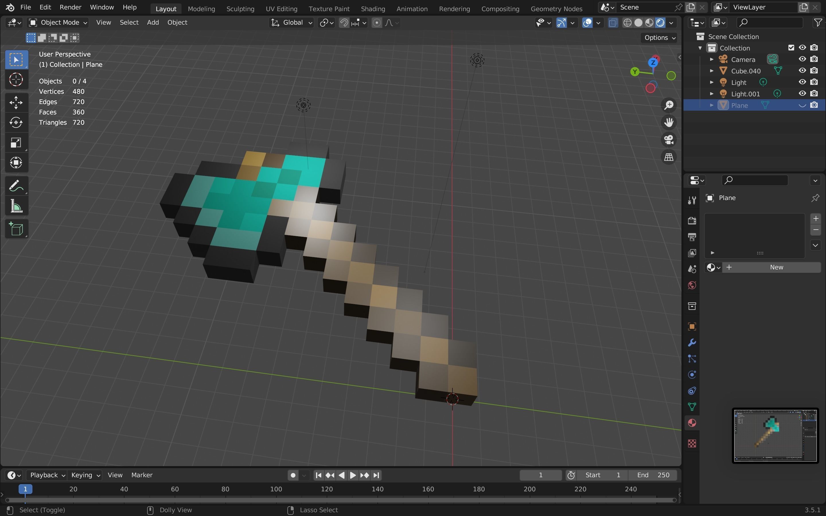 Minecraft axe Free low-poly 3D model_4