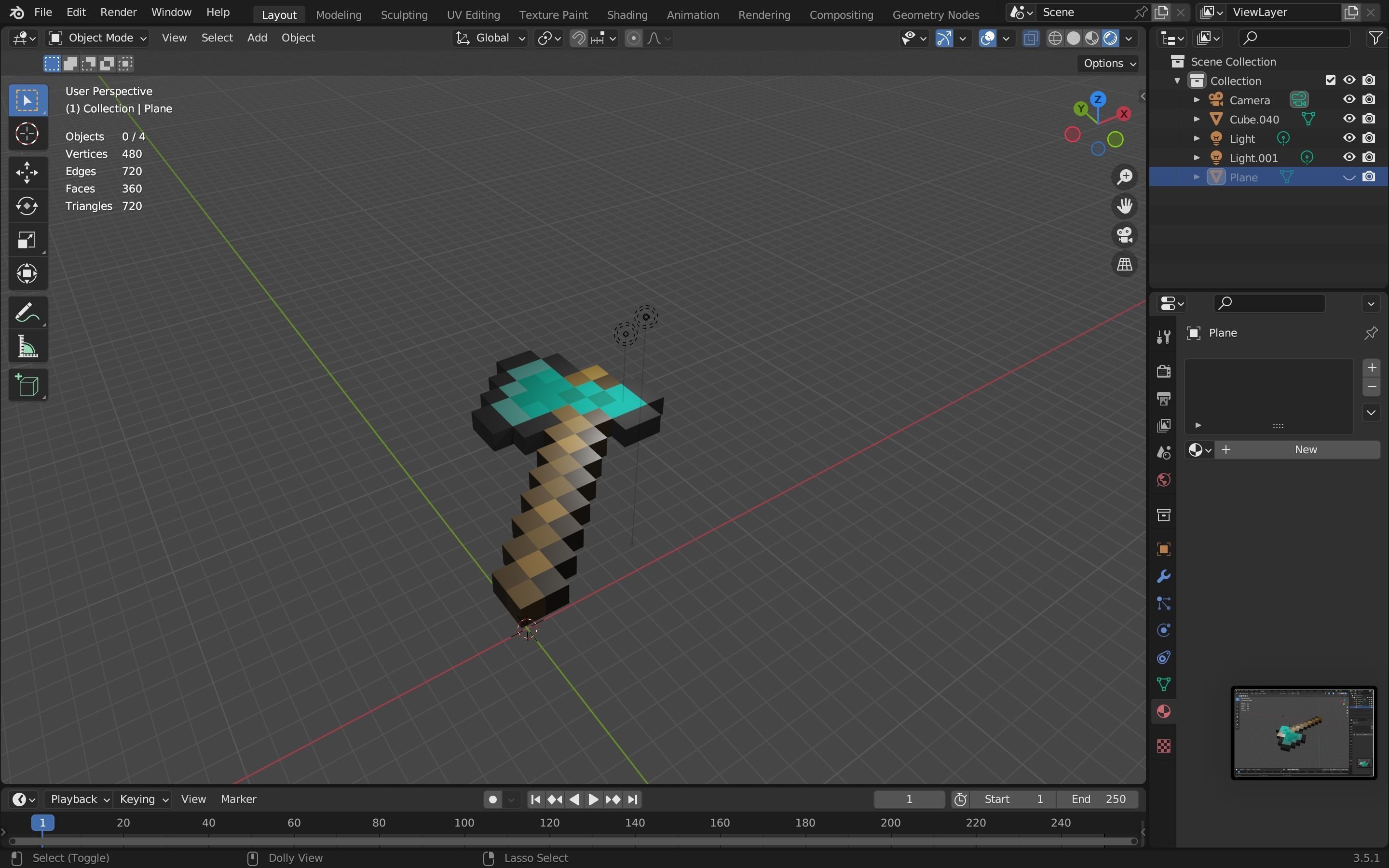 Minecraft axe Free low-poly 3D model_11