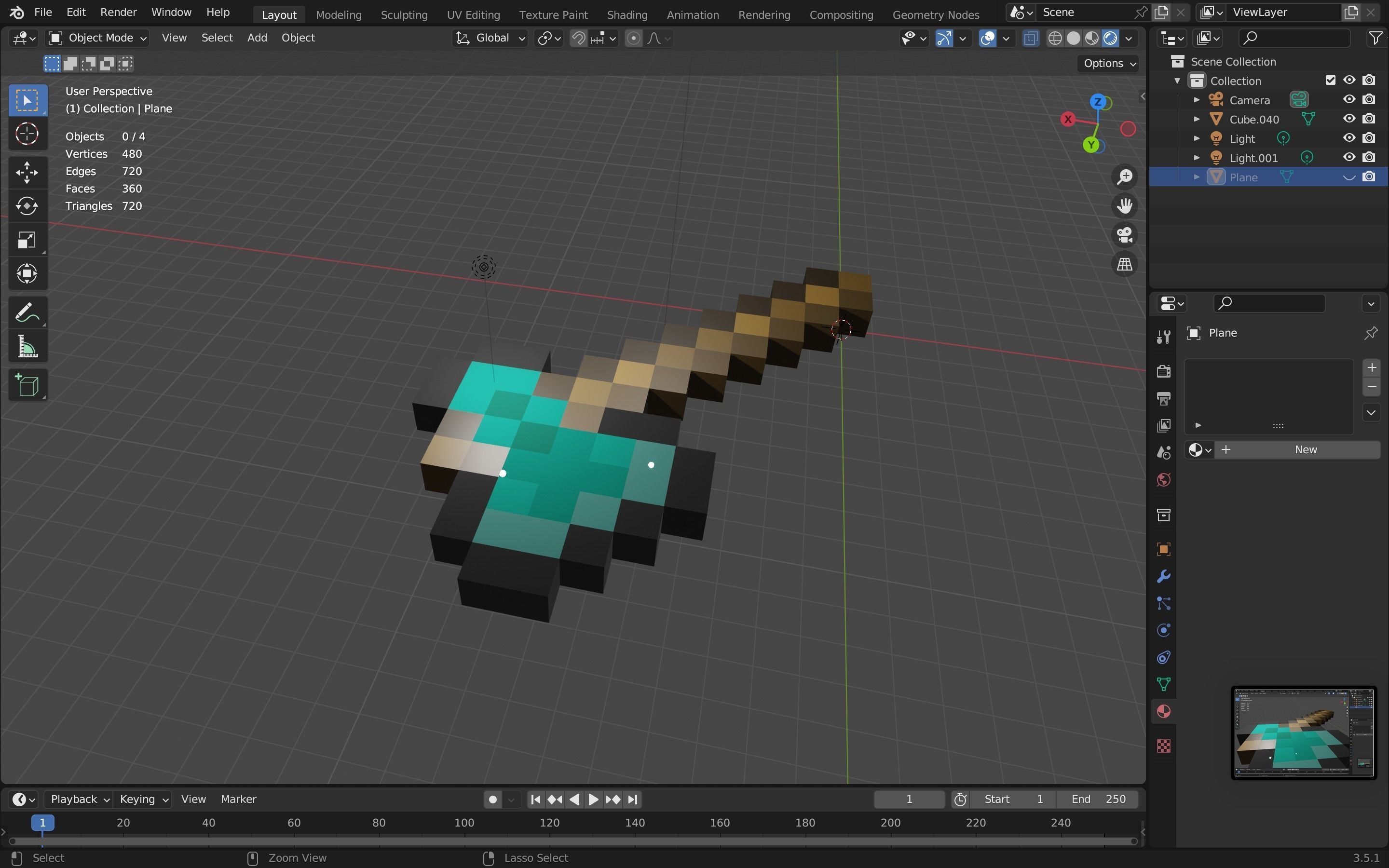 Minecraft axe Free low-poly 3D model_10