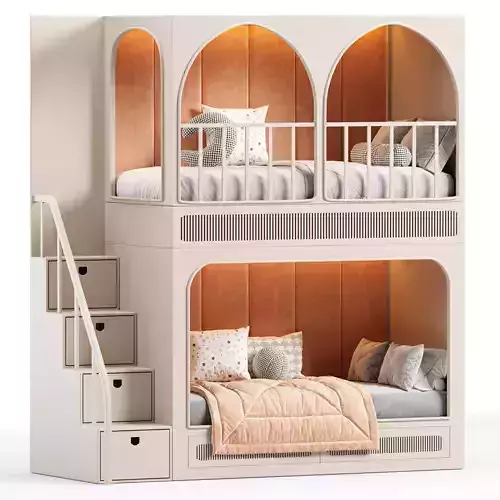 Designer two level bed Kids room 3D model