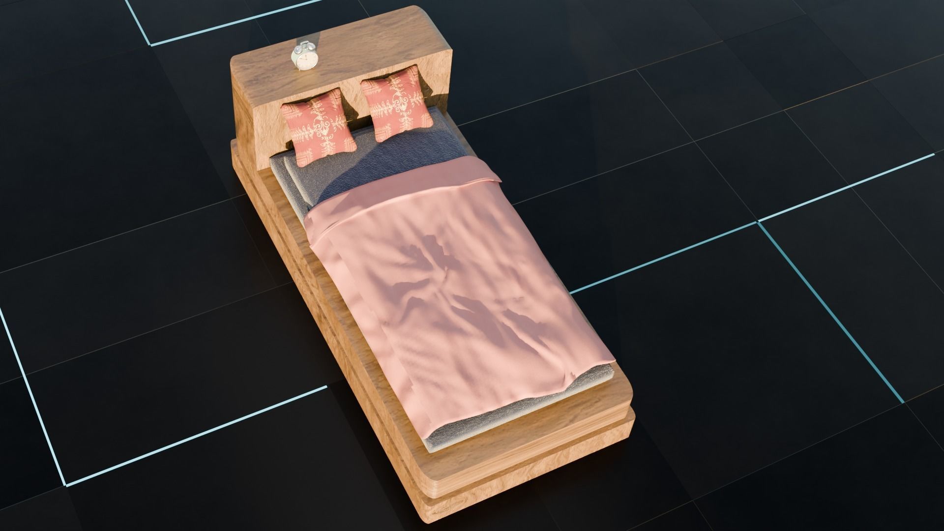 Soft Bed Free 3D model_9