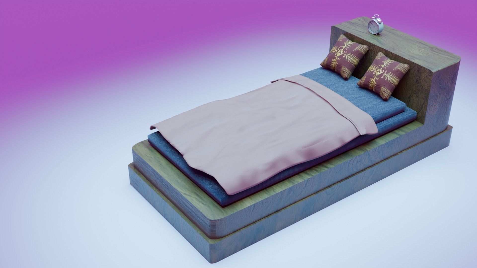 Soft Bed Free 3D model_8