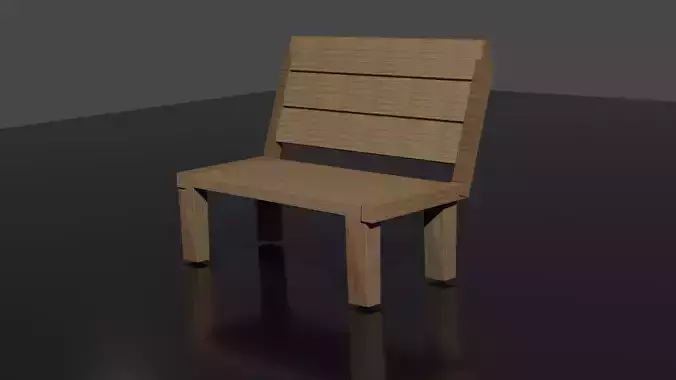 Low-Poly simplistic wooden bench