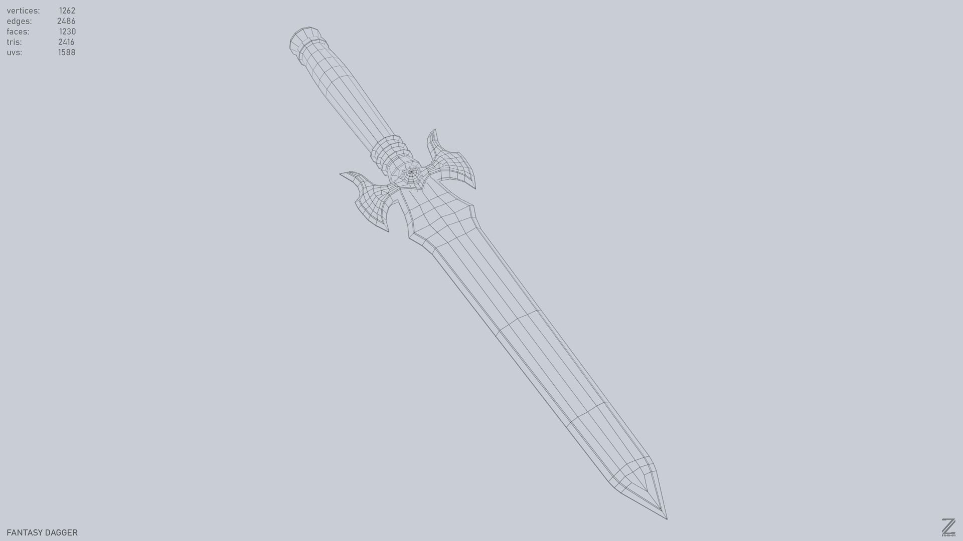 Fantasy dagger Low-poly 3D model_13