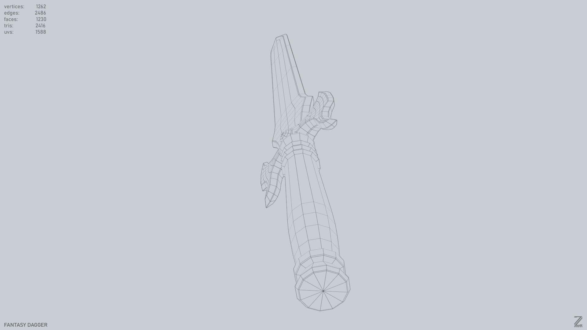 Fantasy dagger Low-poly 3D model_14