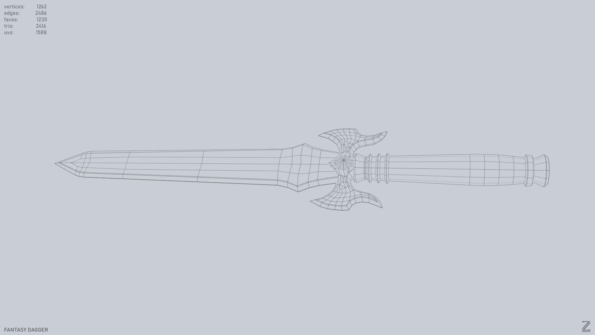 Fantasy dagger Low-poly 3D model_11