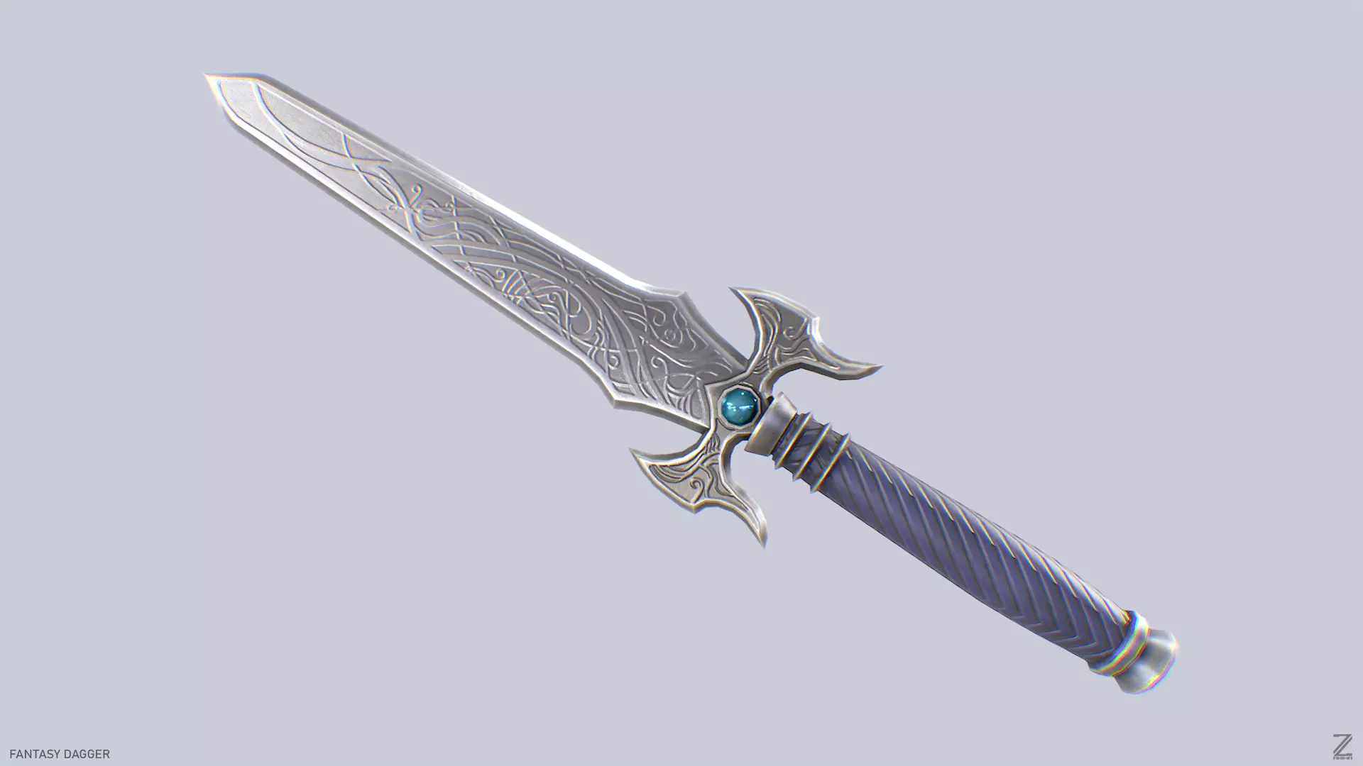 Fantasy dagger Low-poly 3D model_0