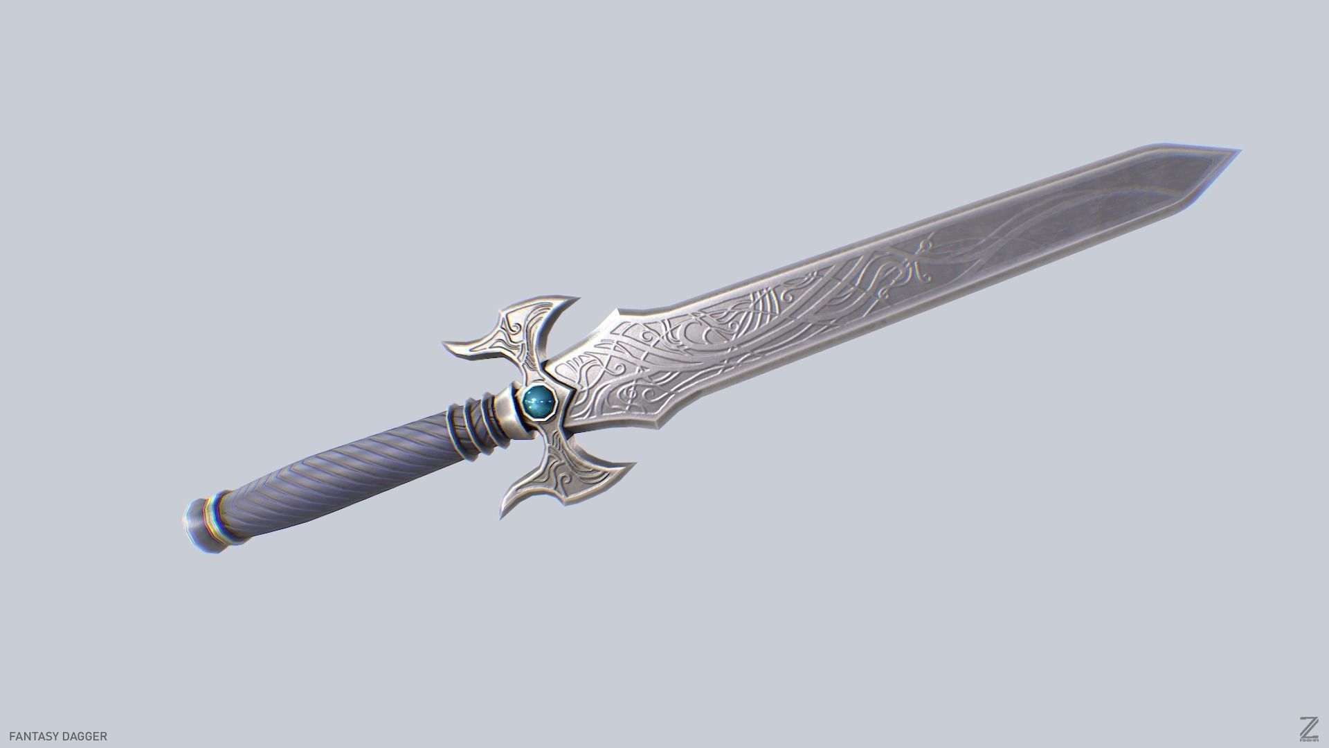Fantasy dagger Low-poly 3D model_7