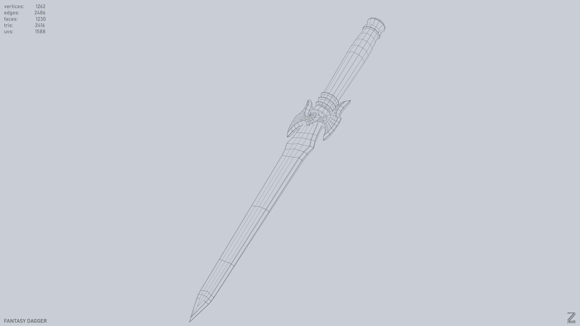 Fantasy dagger Low-poly 3D model_12