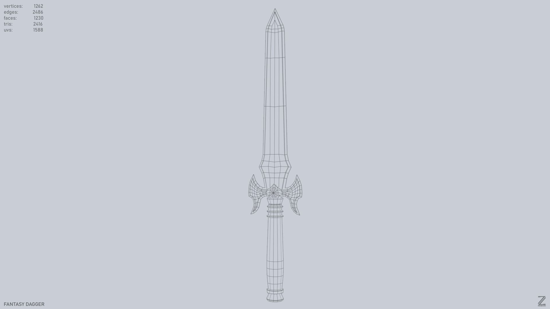 Fantasy dagger Low-poly 3D model_9