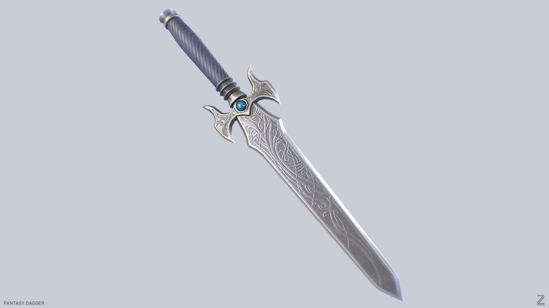 Fantasy dagger Low-poly 3D model_5