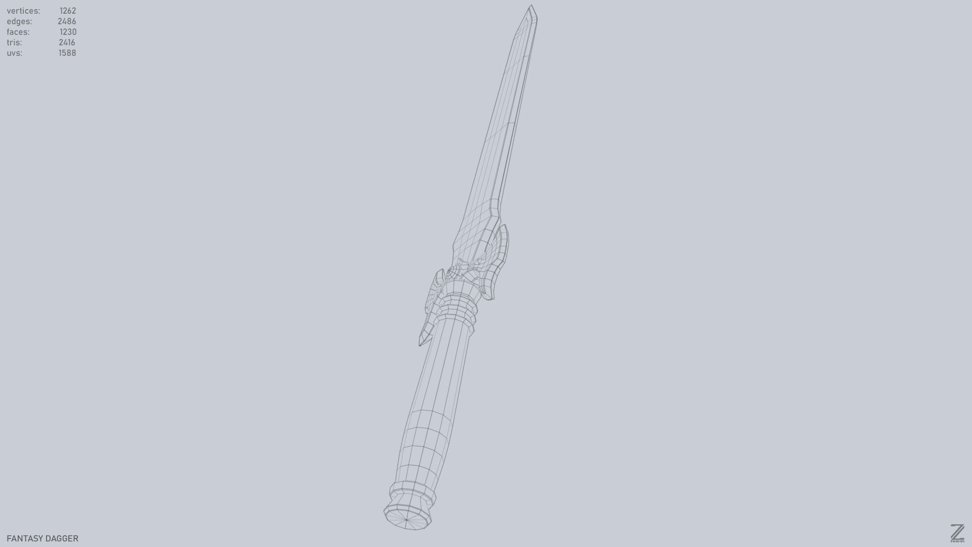 Fantasy dagger Low-poly 3D model_15