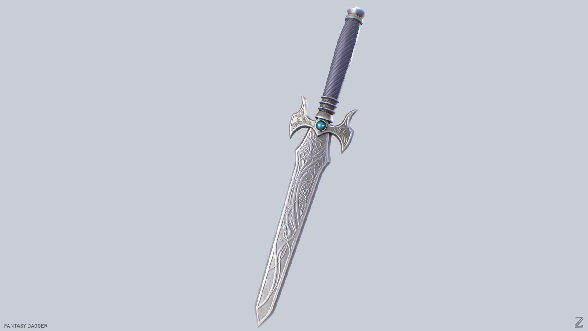 Fantasy dagger Low-poly 3D model_4