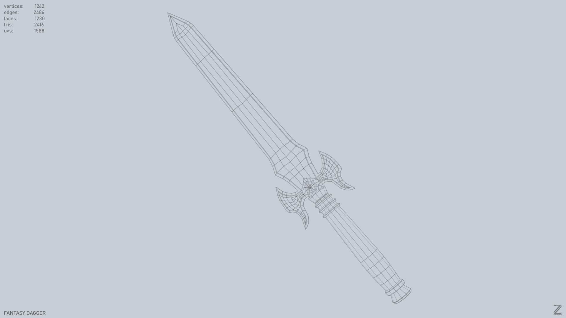 Fantasy dagger Low-poly 3D model_10