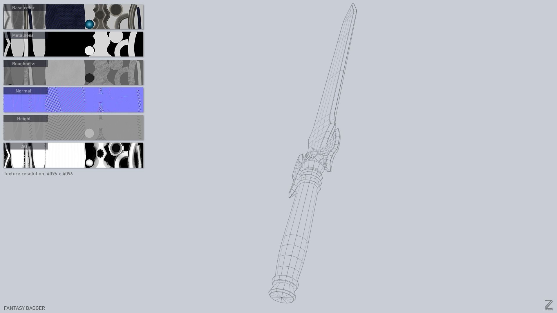 Fantasy dagger Low-poly 3D model_3