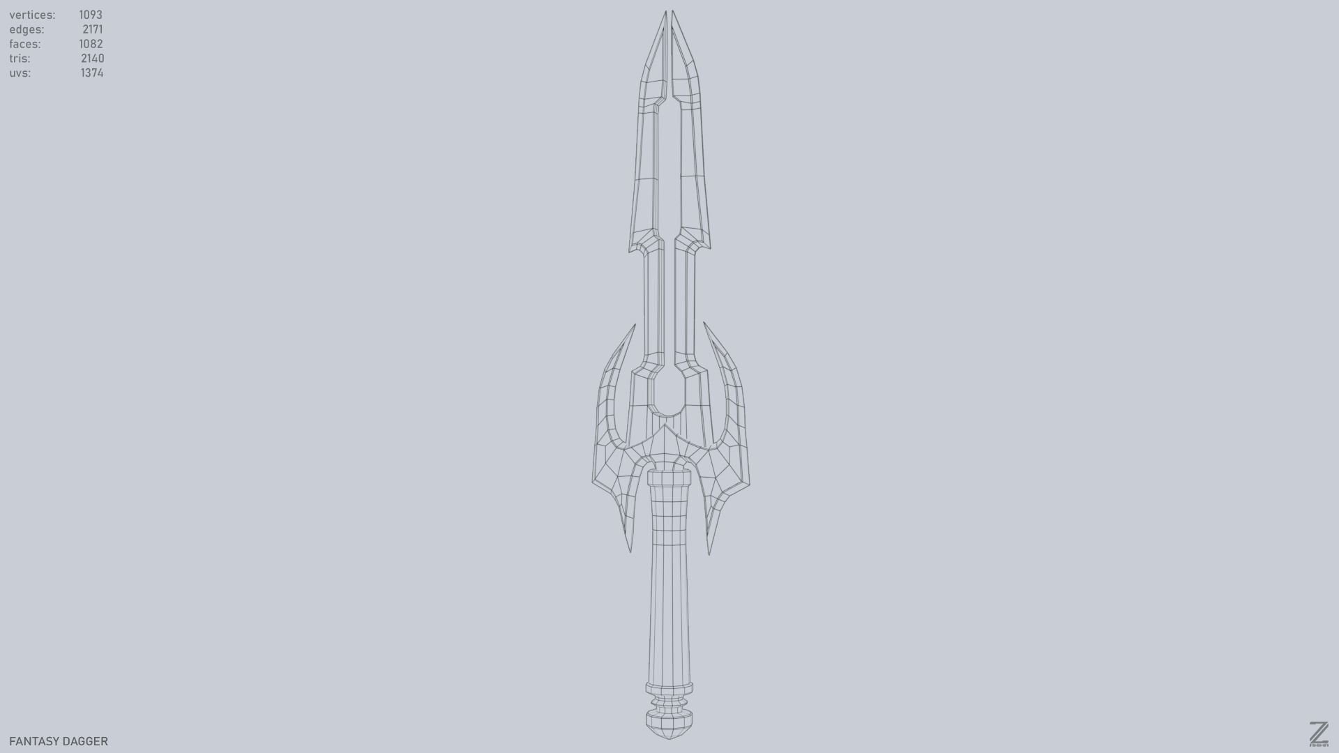 Fantasy dagger Low-poly 3D model_9