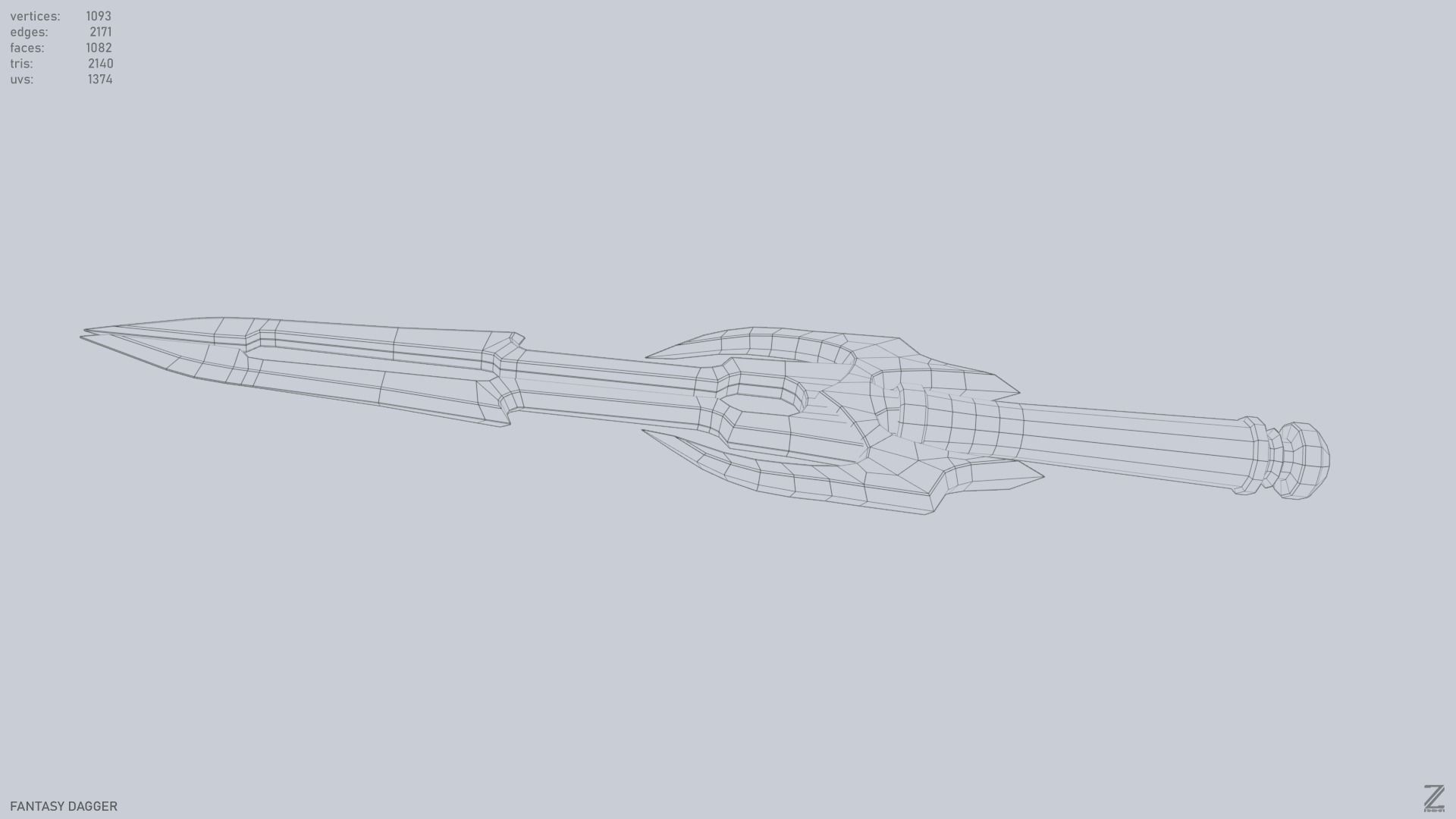 Fantasy dagger Low-poly 3D model_11