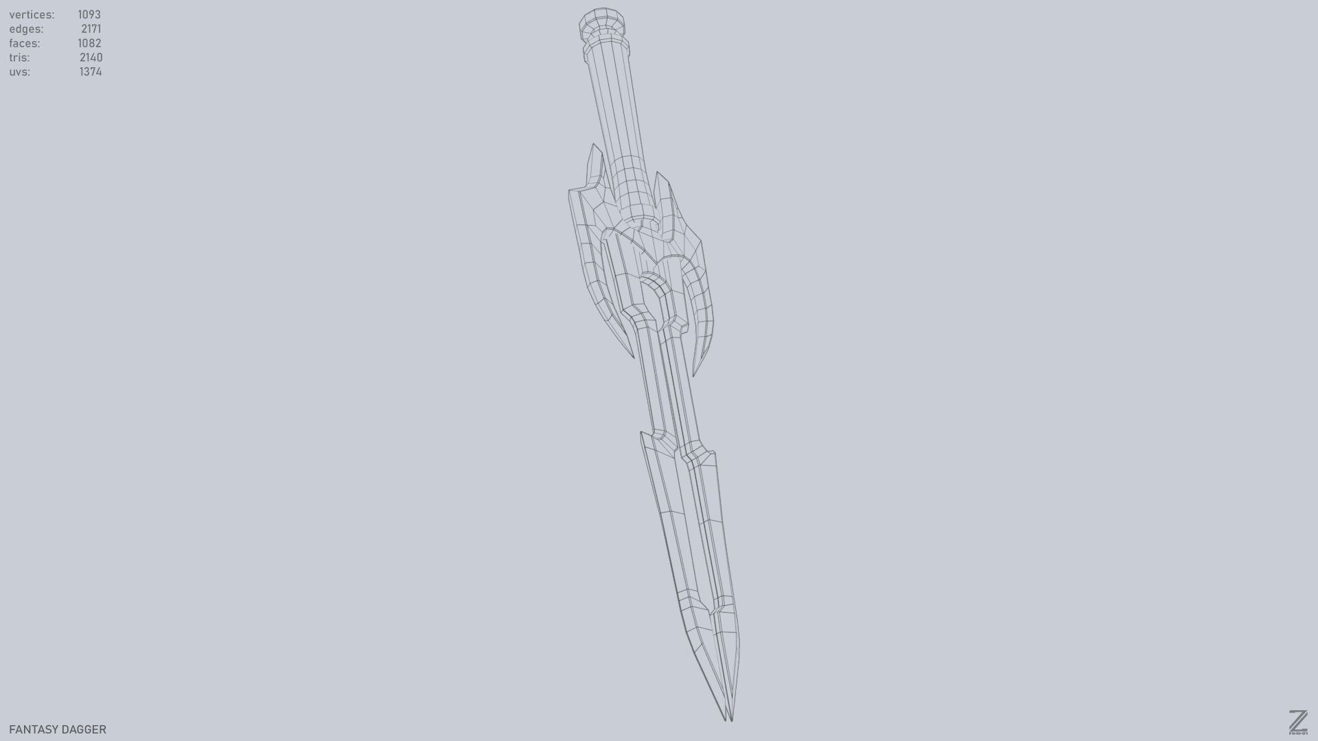 Fantasy dagger Low-poly 3D model_13