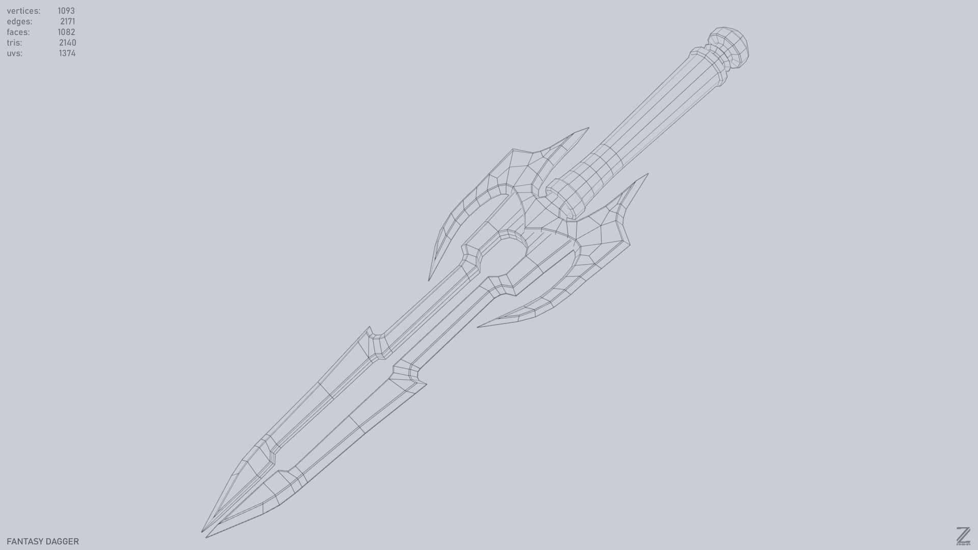 Fantasy dagger Low-poly 3D model_12