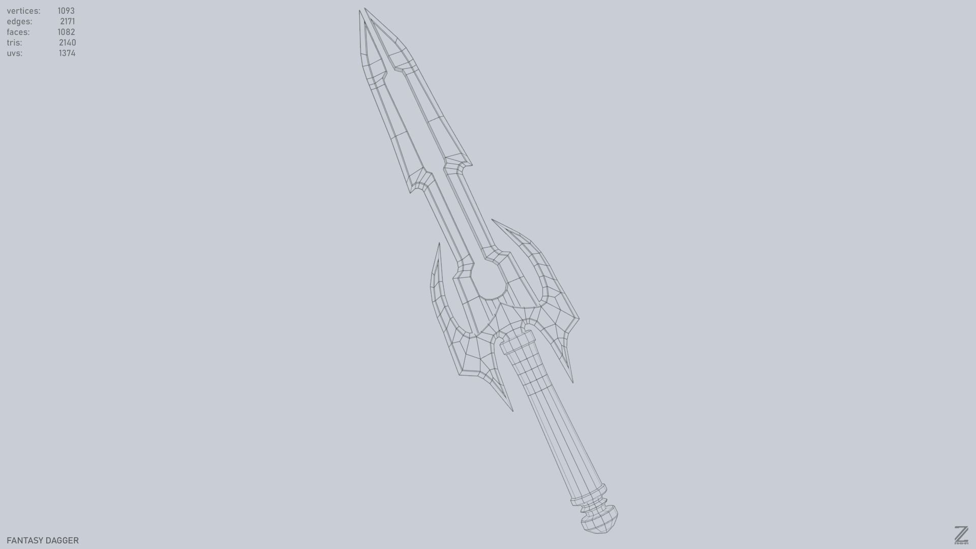 Fantasy dagger Low-poly 3D model_15