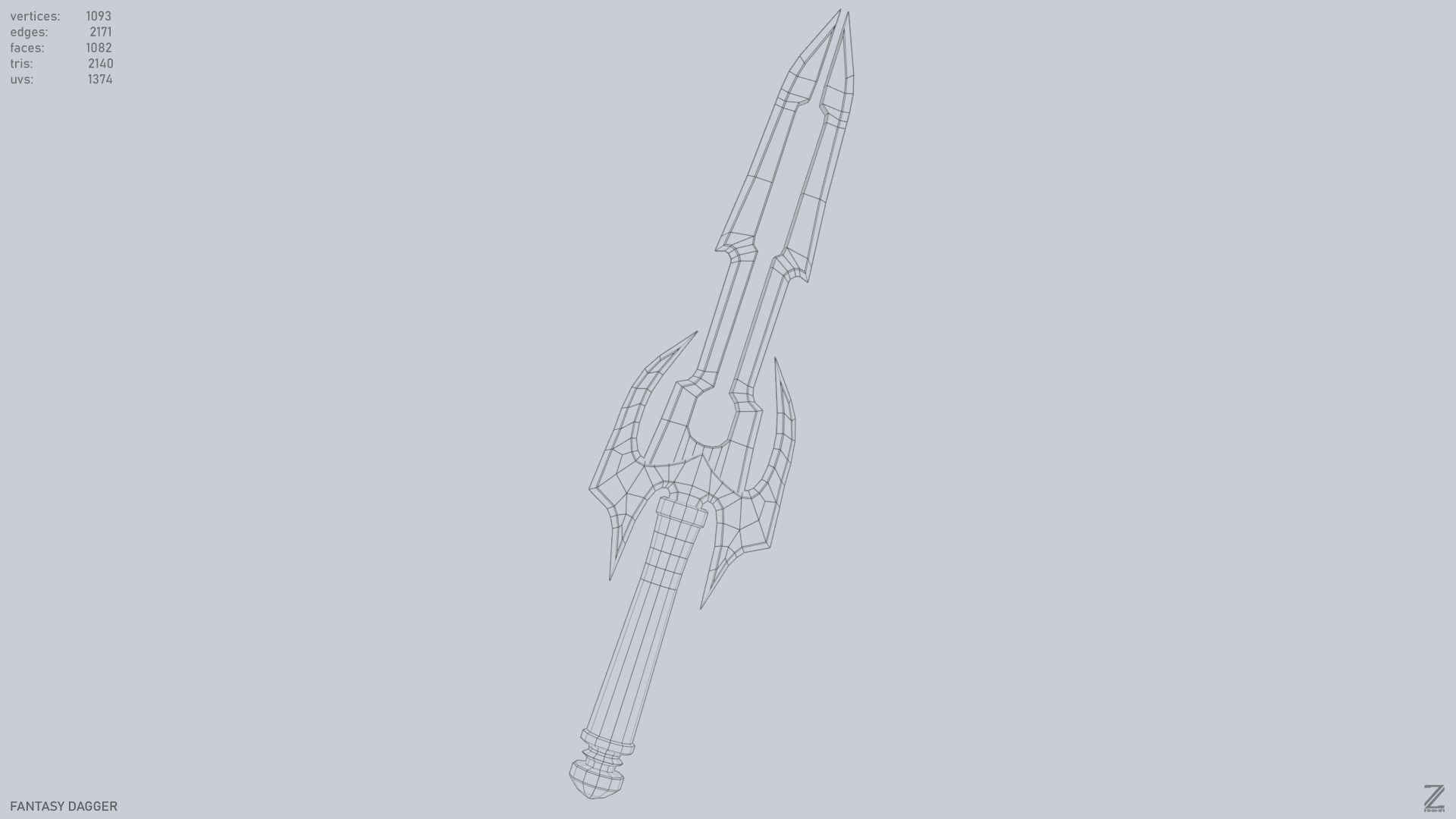 Fantasy dagger Low-poly 3D model_14