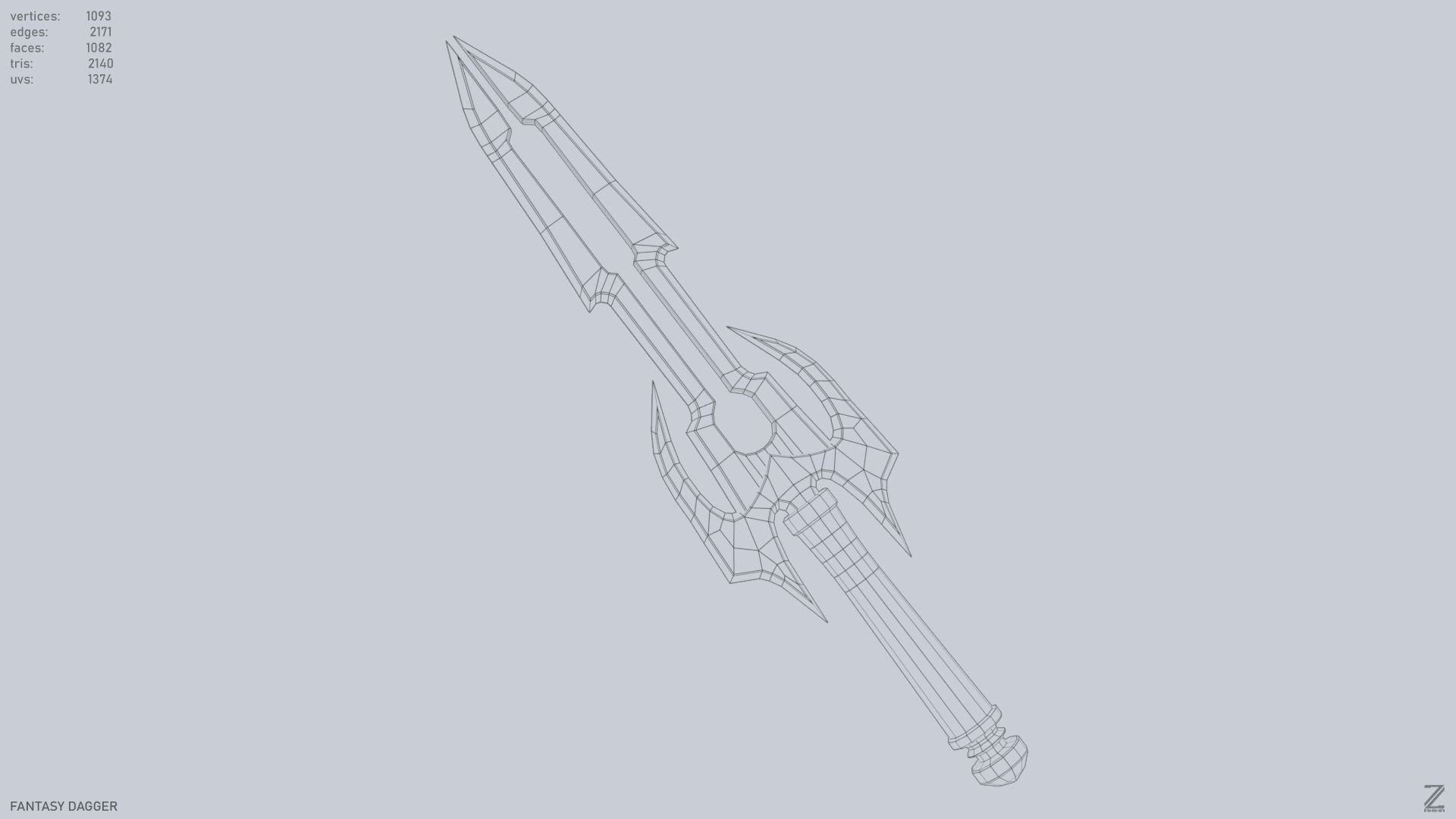 Fantasy dagger Low-poly 3D model_10