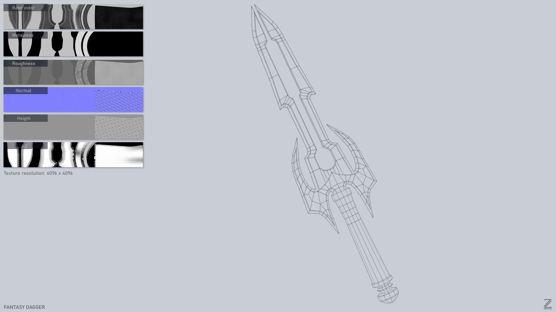 Fantasy dagger Low-poly 3D model_3
