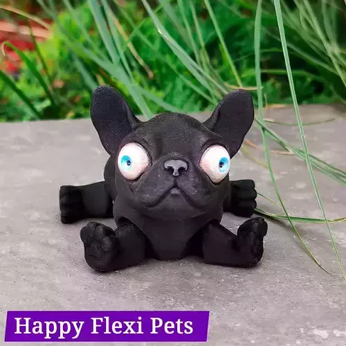 Frenchie Choppy the articulated print in place dog toy 3D print model