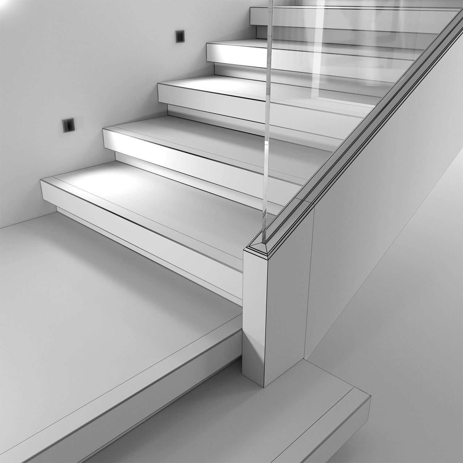 Modern interior stair 13 3D model_11