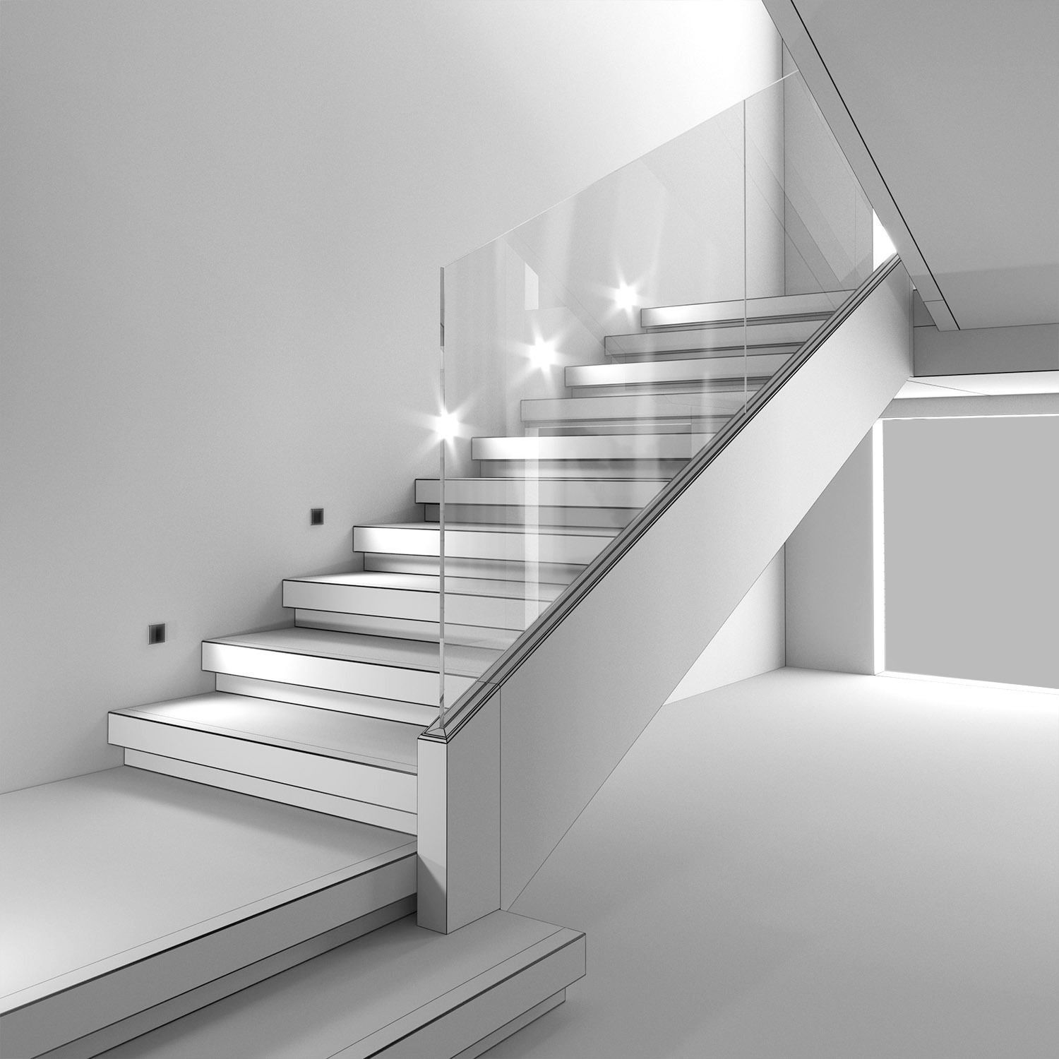 Modern interior stair 13 3D model_12