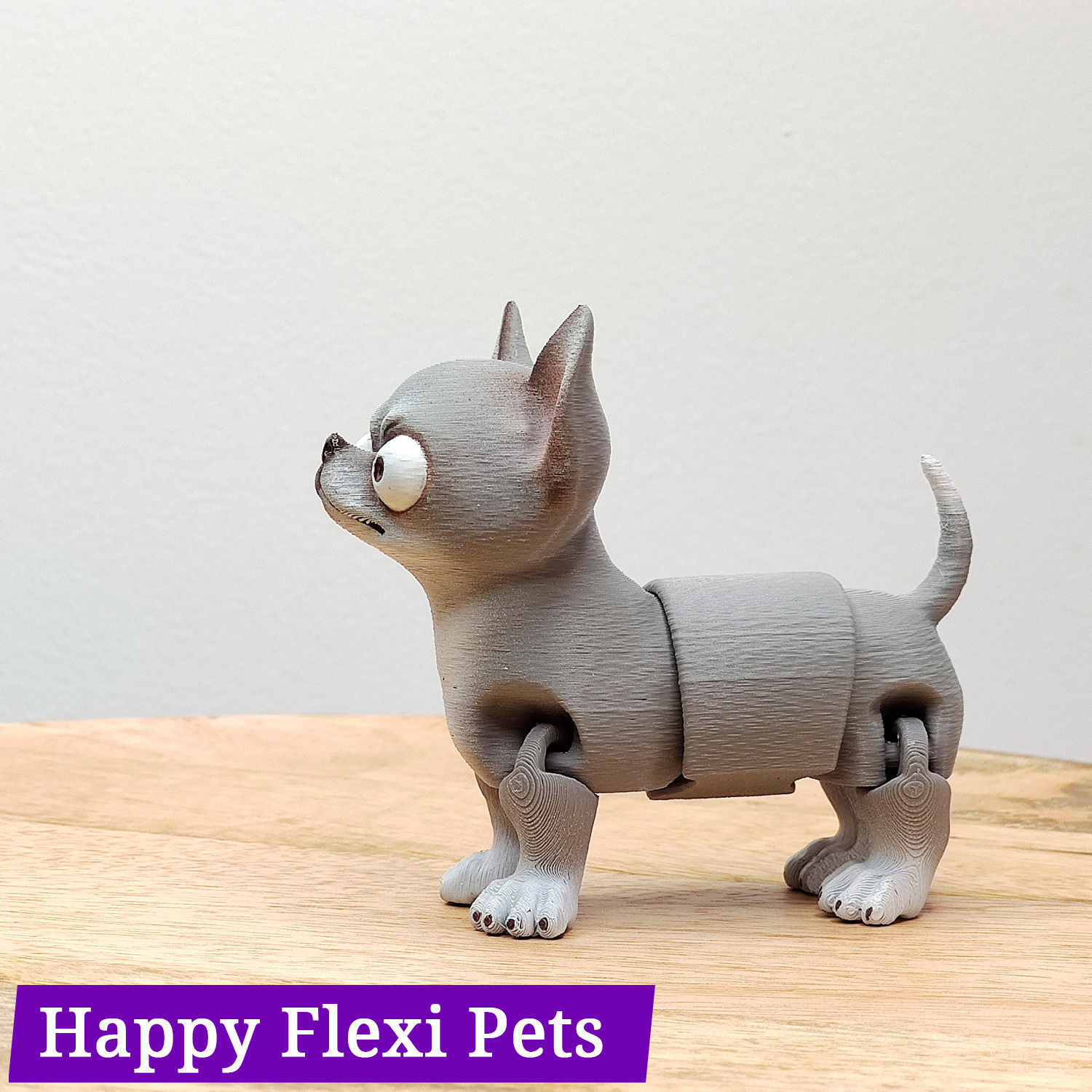 Chihuahua Richard the articulated print in place dog toy 3D print model_2