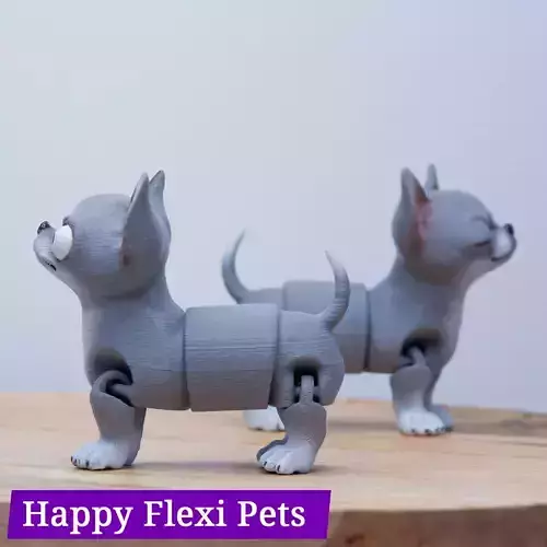 Chihuahua Richard the articulated print in place dog toy 3D print model